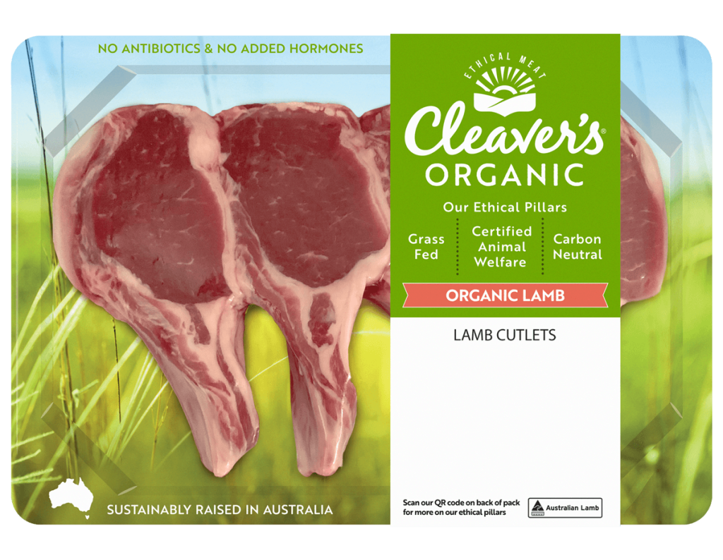 Cleaver's organic grassfed lamb cutlets