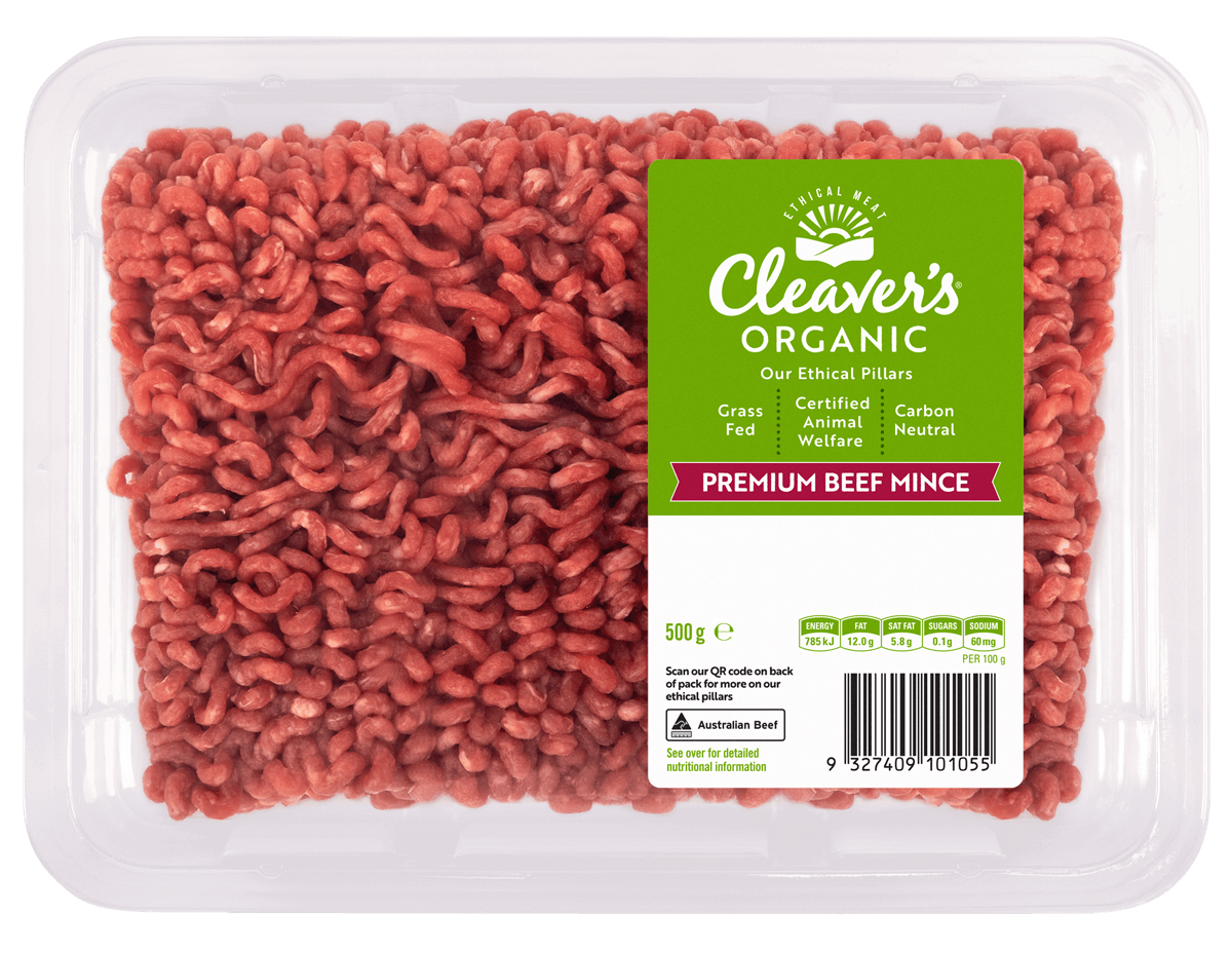 Cleaver's Organic Grassfed Beef Mince Premium front