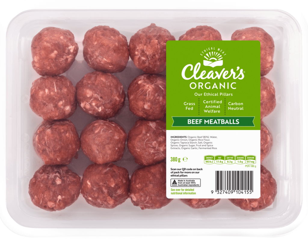 Cleaver's Organic Grass fed Beef Meatballs