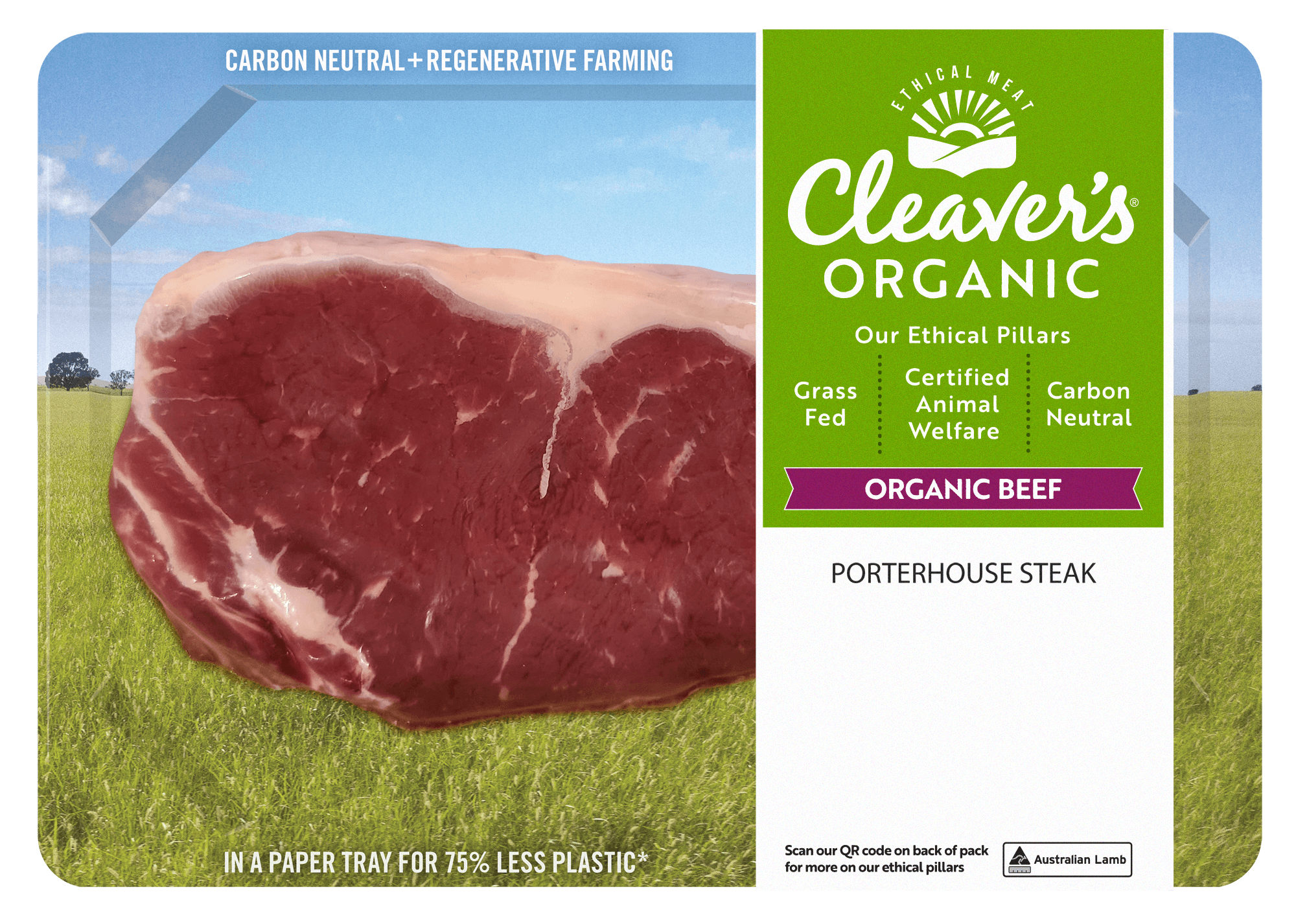 Cleaver's Organic Grassfed Beef Porterhouse Steak