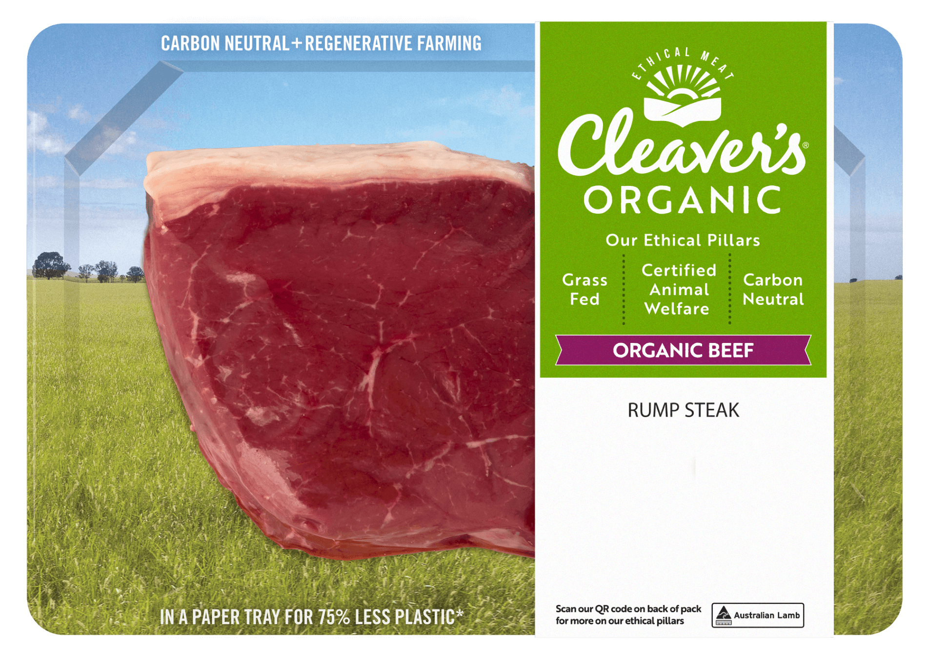 Cleaver's Organic Grassfed Beef Rump Steak