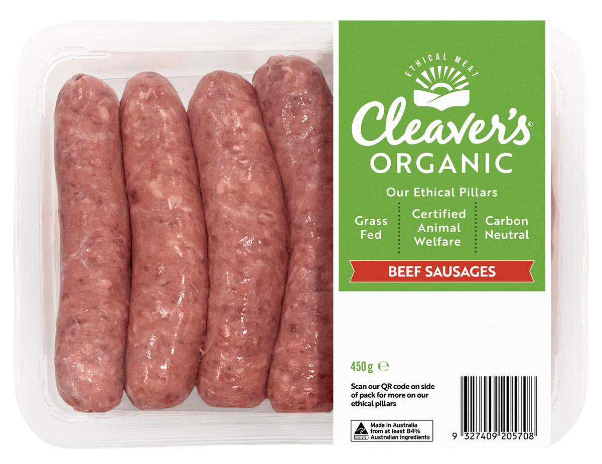 Cleaver's Organic Grassfed Beef Sausages