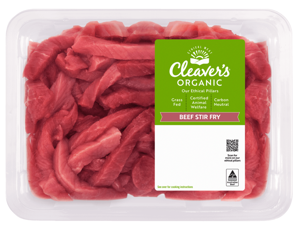Cleaver's Organic Grassfed Beef Stir Fry front