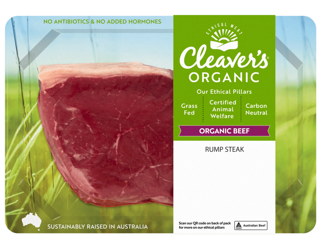 cleaver's organic grassfed beef rump steak
